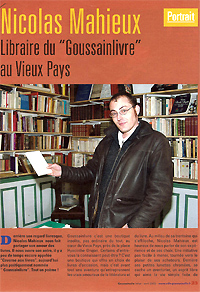 Goussainville infos 2003 : Nicolas Mahieu, libraire du goussainlivres au Vieux-Pays